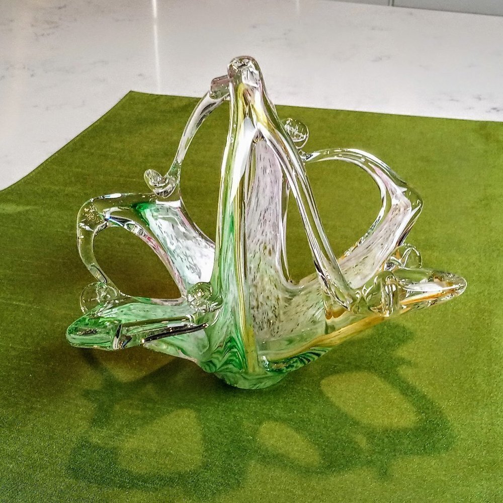 Murano Pink Green Yellow White Stretch Art Glass